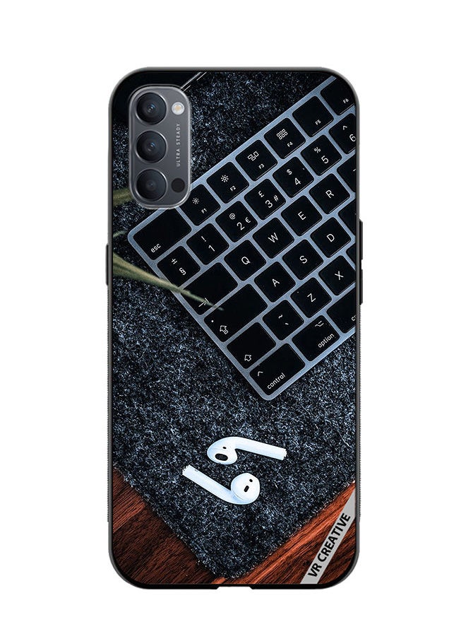 VR CREATIVE - Protective Case Cover For Oppo Reno4 Earphone With Keyboard Design Multicolour - Image 1