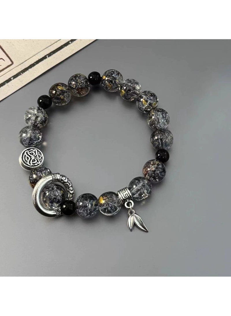 Goolsky Black Crystal Beaded Bracelet – Minimalist Stretch Bracelet for Women & Men, Chic Gothic Style Jewelry - Image 2