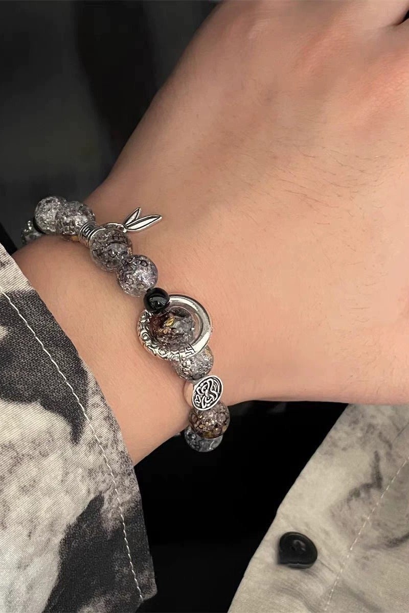 Goolsky Black Crystal Beaded Bracelet – Minimalist Stretch Bracelet for Women & Men, Chic Gothic Style Jewelry - Image 3