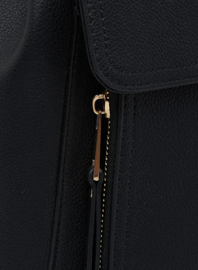 Flora Bella By Shoexpress Women's Textured Backpack with Magnetic Closure and Adjustable Straps