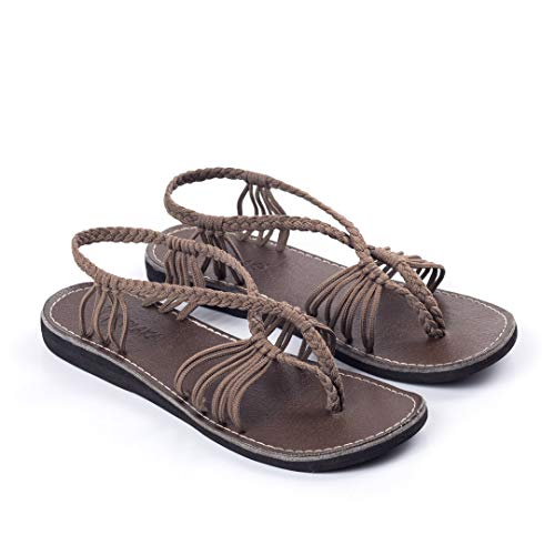 Plaka Seashell Flat Summer Sandals for Women | Perfect for the Beach, Walking & Dressy Occasions | Taupe | Size 8 - Image 2
