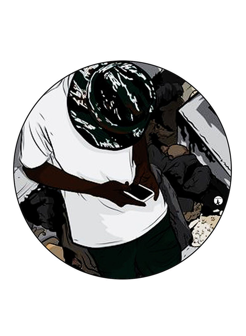 RKN Man Printed Large Round Pin Badge Multicolour - Image 1