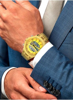 JoeFox Men's Large Face Digital Luxury  Watch LED Analog Quartz Wrist Watch with Multi Time Zone 3 ATM Waterproof Stopwatch Analog Wrist Watch for Men Gold  - Image 5