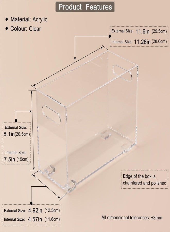 XOHYW Crystal Clear Acrylic Magazine Holder,Space Saving Magazine Rack, Book Basket, Storage Organizer Bin for Living Room, Bathroom, Home Office, Newspapers - Image 2