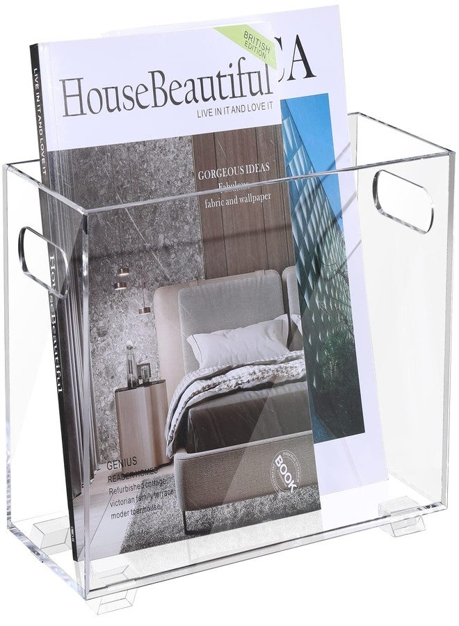 XOHYW Crystal Clear Acrylic Magazine Holder,Space Saving Magazine Rack, Book Basket, Storage Organizer Bin for Living Room, Bathroom, Home Office, Newspapers - Image 1