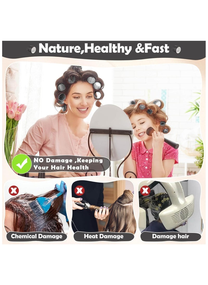 ELAUR 24 Pcs Thermal Hair Rollers & Clips, Self Holding Hair Curlers with Clips, Large Rollers for Hair Set, Self Grip Thermal Hair Roller for Long Medium Short Hair Volume Salon Hair (Charcoal)  - Image 4