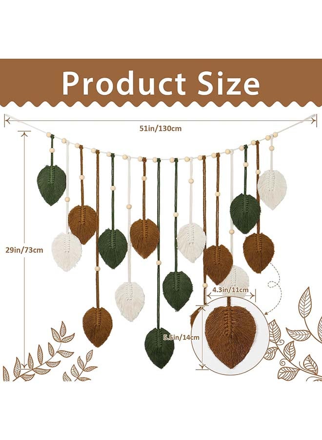 انتيكيانو ريشة مكرمية للتعليق على الحائط بتصميم اوراق شجر بوهو مصنوع يدويا - Image 5