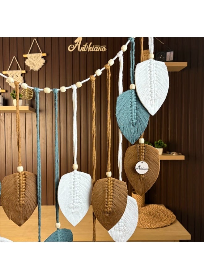 انتيكيانو ريشة مكرمية للتعليق على الحائط بتصميم اوراق شجر بوهو مصنوع يدويا - Image 2