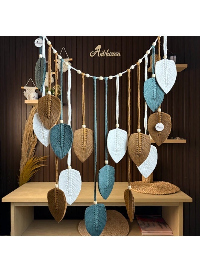 انتيكيانو ريشة مكرمية للتعليق على الحائط بتصميم اوراق شجر بوهو مصنوع يدويا - Image 3