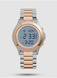 Al Fajr Al Hadeeth Al Fajr Modern Watch, Round Stainless Steel, Silver And Copper, Medium Model AL272TTR 