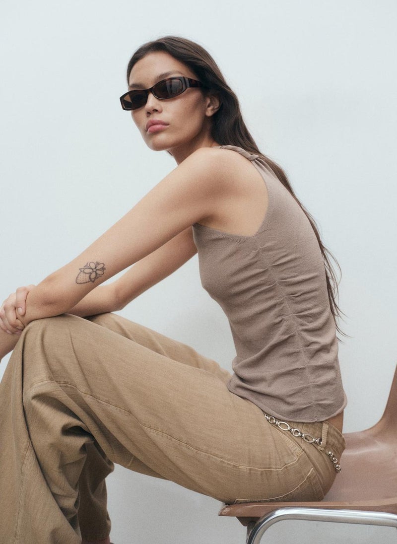 MANGO Asymmetrical Knitted Top With Straps  - Image 3