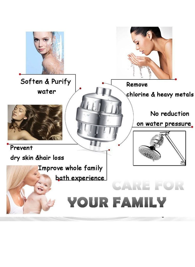 KASTWAVE - 20 stage shower filter shower head filter with vitamin c water softener reduces dry itchy skin for hard water high output shower water filter to remove chlorine heavy metals and other sediments - Image 1