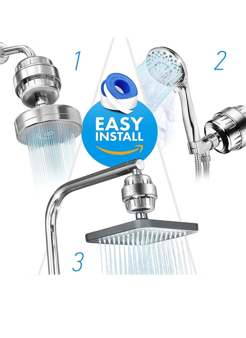 KASTWAVE - 20 stage shower filter shower head filter with vitamin c water softener reduces dry itchy skin for hard water high output shower water filter to remove chlorine heavy metals and other sediments - Image 1