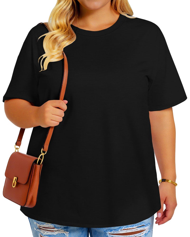 rosemia Plus Size Tshirts for Women Oversized Casual Tees Crewneck Short Sleeves Blouses, Black Color, 4X-Large - Image 5