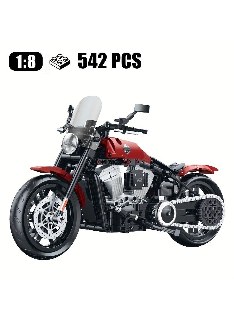 AROAQ 542pcs 1:8 Cool Technology Motorcycle Building Block Toys, Simulation Model, DIY Puzzle Assembly Compatible with 4.9mm Technology Building Blocks - Image 1