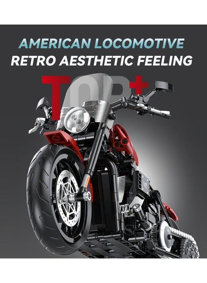 AROAQ 542pcs 1:8 Cool Technology Motorcycle Building Block Toys, Simulation Model, DIY Puzzle Assembly Compatible with 4.9mm Technology Building Blocks - Image 2