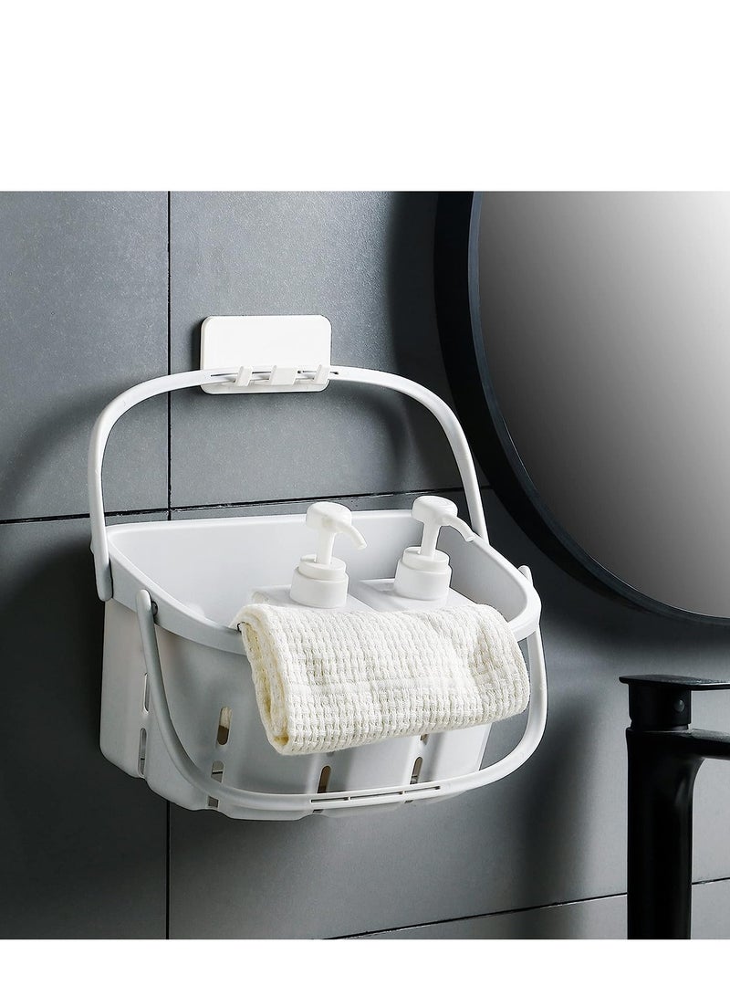 SYOSI حامل دش بلاستيكي، منظم حمام مع مقبض، سلة تخزين محمولة، للحمام، خزانة الطعام، المطبخ، سكن الجامعة، المرآب، رمادي فاتح - Image 3