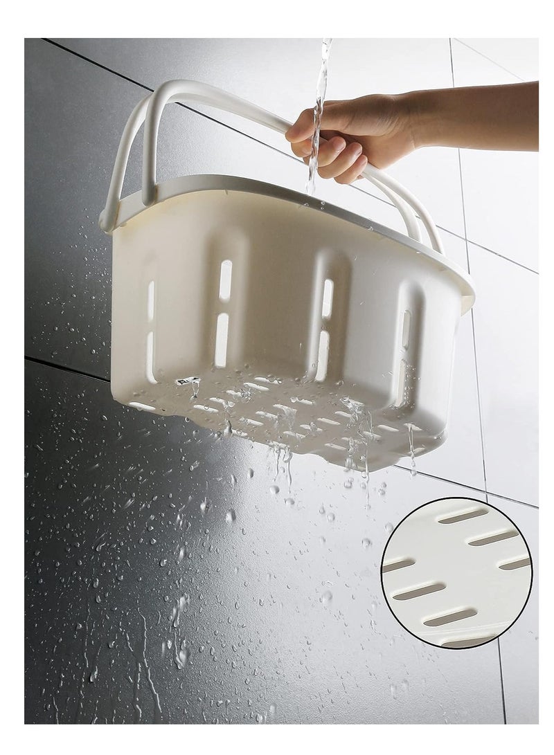 SYOSI حامل دش بلاستيكي، منظم حمام مع مقبض، سلة تخزين محمولة، للحمام، خزانة الطعام، المطبخ، سكن الجامعة، المرآب، رمادي فاتح - Image 4