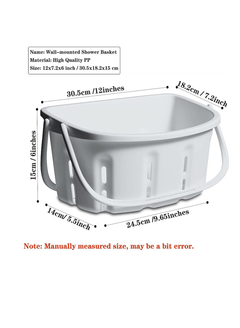 SYOSI حامل دش بلاستيكي، منظم حمام مع مقبض، سلة تخزين محمولة، للحمام، خزانة الطعام، المطبخ، سكن الجامعة، المرآب، رمادي فاتح - Image 2