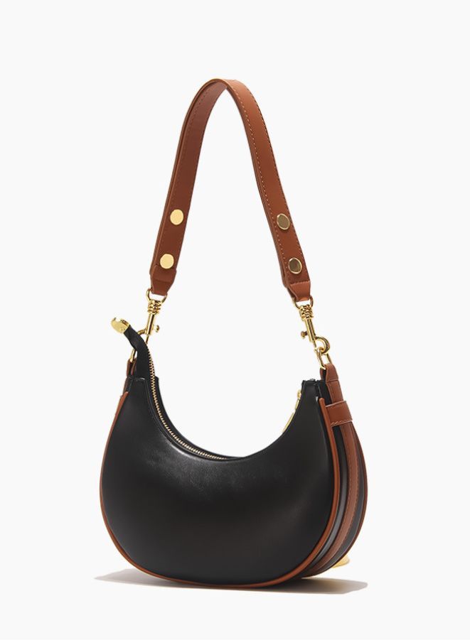 Half Moon Women's Shoulder Bag, Fashion Soft High Quality PU Leather Handbag, Black - Image 1
