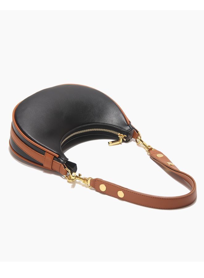 Half Moon Women's Shoulder Bag, Fashion Soft High Quality PU Leather Handbag, Black - Image 2