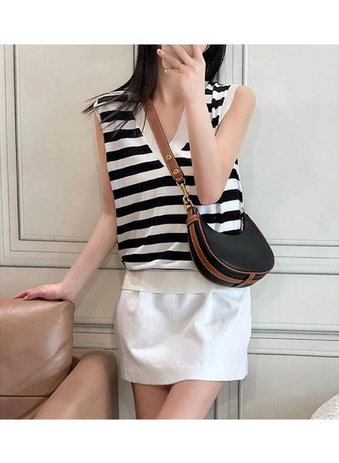 Half Moon Women's Shoulder Bag, Fashion Soft High Quality PU Leather Handbag, Black - Image 4