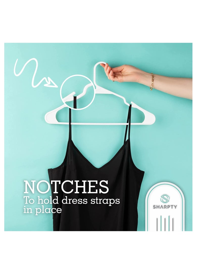 TYCOM Plastic Clothes Hangers - Suit Hangers (30 Pack) Ultra Thin Space Saving 360 Degree Swivel Hook Clothes Hangers Hold Up-to 10 Lbs, for Coats, Jackets, Pants - Plastic 30pcs White  - Image 3
