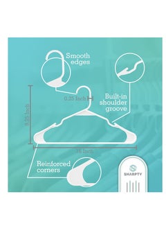 TYCOM Tycom Plastic Clothes Hangers - Suit Hangers (30 Pack) Ultra Thin Space Saving 360 Degree Swivel Hook Clothes Hangers Hold Up-to 10 Lbs, for Coats, Jackets, Pants - Plastic 30pcs White  - Image 2