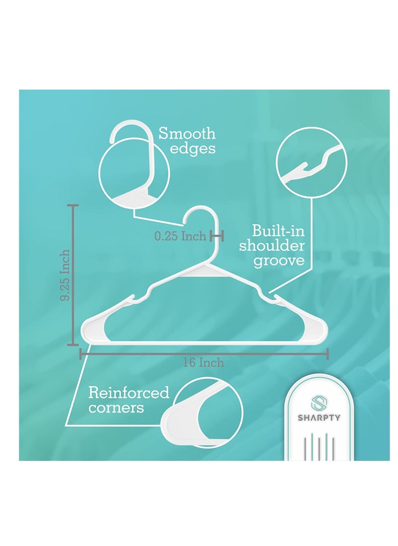 TYCOM Plastic Clothes Hangers - Suit Hangers (30 Pack) Ultra Thin Space Saving 360 Degree Swivel Hook Clothes Hangers Hold Up-to 10 Lbs, for Coats, Jackets, Pants - Plastic 30pcs White  - Image 2