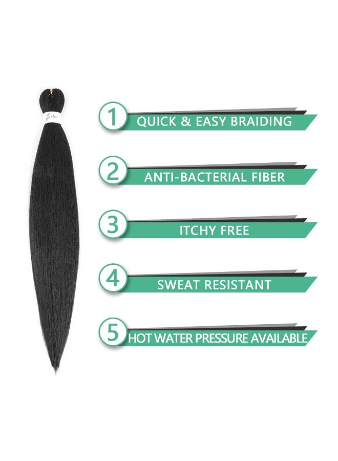 SOKU Pre Stretched Braiding Hair EZ Braids Natural Black Lightweight Synthetic Hair Bundles 24 Inch 4 Bundles Yaki Straight Crochet Braids for Braiding Hot Water Setting - Image 4