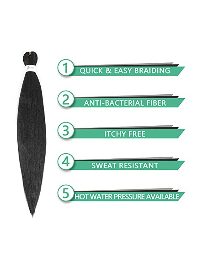 SOKU Pre Stretched Braiding Hair EZ Braids Natural Black Lightweight Synthetic Hair Bundles 24 Inch 4 Bundles Yaki Straight Crochet Braids for Braiding Hot Water Setting - Image 3