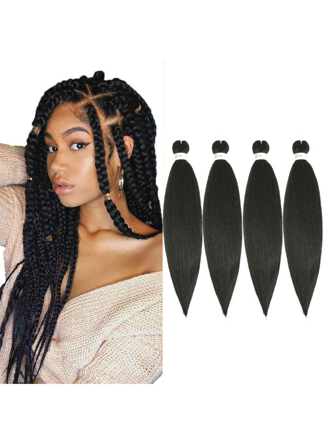 SOKU Pre Stretched Braiding Hair EZ Braids Natural Black Lightweight Synthetic Hair Bundles 24 Inch 4 Bundles Yaki Straight Crochet Braids for Braiding Hot Water Setting - Image 2