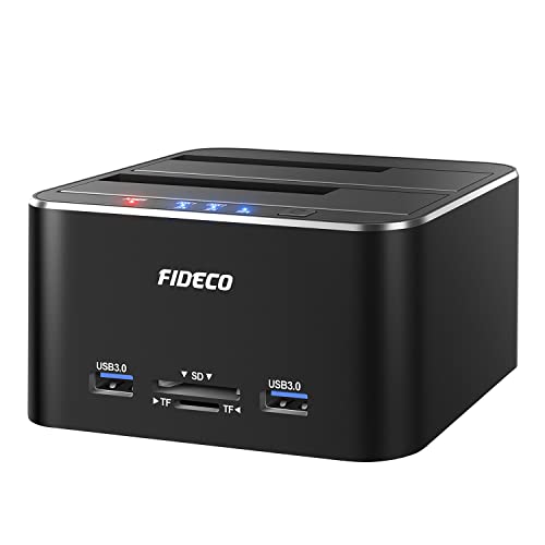 FIDECO Hard Drive Docking Station USB 30 Aluminum Hard Drive Docking Stations 2535 SATA HDD SSD TF Card Reader and SD Card Reader Offline Clone Support - Image 1