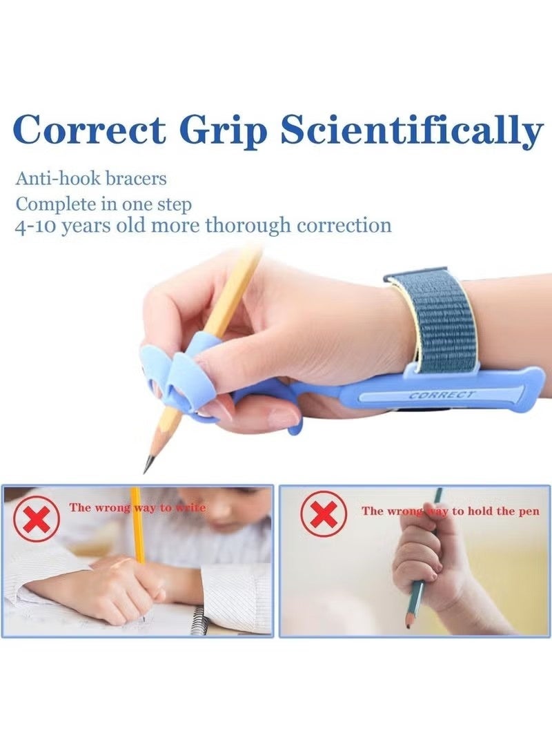Pencil Gripper Kids/Toddler Handwriting aid Tools, Kids Handwriting Aid Tools, Ergonomic Writing Aid, Pencil Grip for 3-9 Years Learning to Write (Blue) - Image 2