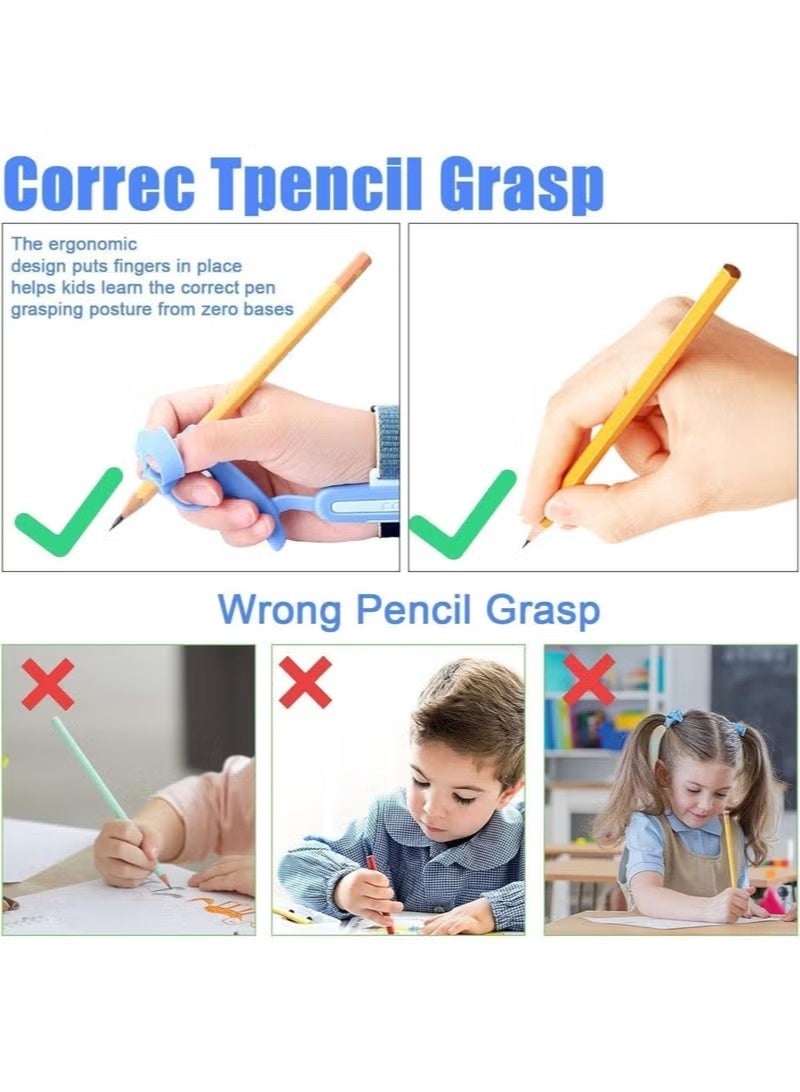 Pencil Gripper Kids/Toddler Handwriting aid Tools, Kids Handwriting Aid Tools, Ergonomic Writing Aid, Pencil Grip for 3-9 Years Learning to Write (Blue) - Image 4