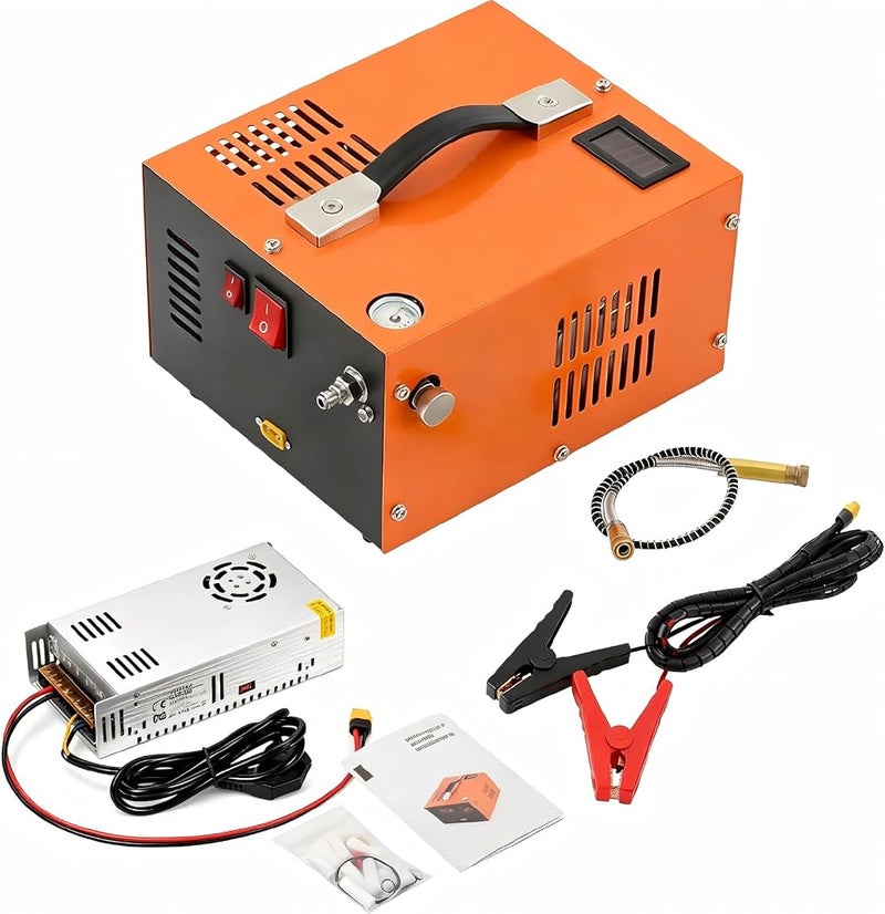 Solferrne PCP Air Compressor, 4500Psi 30Mpa Portable High Pressure PCP Compressor Pump, 12V DC/220V AC, No Water/Oil, Built-in Cooling Fan, Suitable for Tires, Motorboats, Scuba Bottle - Image 1
