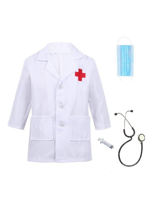 Fancy Agents Best Doctor Polyester Coat Costume for Kids| Doctor Coat with Injection, Stethoscope & Mask| Surgeon Coat for Childs|Lab Coat Costume for Kids (Doctor Coat for Kids 2-4 Years)- Multicolor  - Image 1
