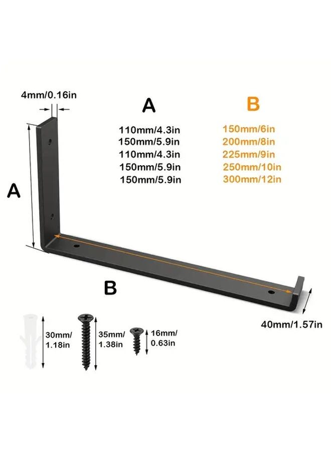 6 Pack 9 Inch Black Heavy Duty Industrial Shelf Brackets 4mm Thick With Lip - Image 4