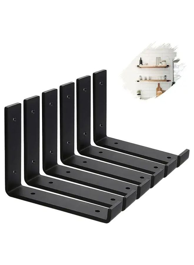 6 Pack 9 Inch Black Heavy Duty Industrial Shelf Brackets 4mm Thick With Lip - Image 1