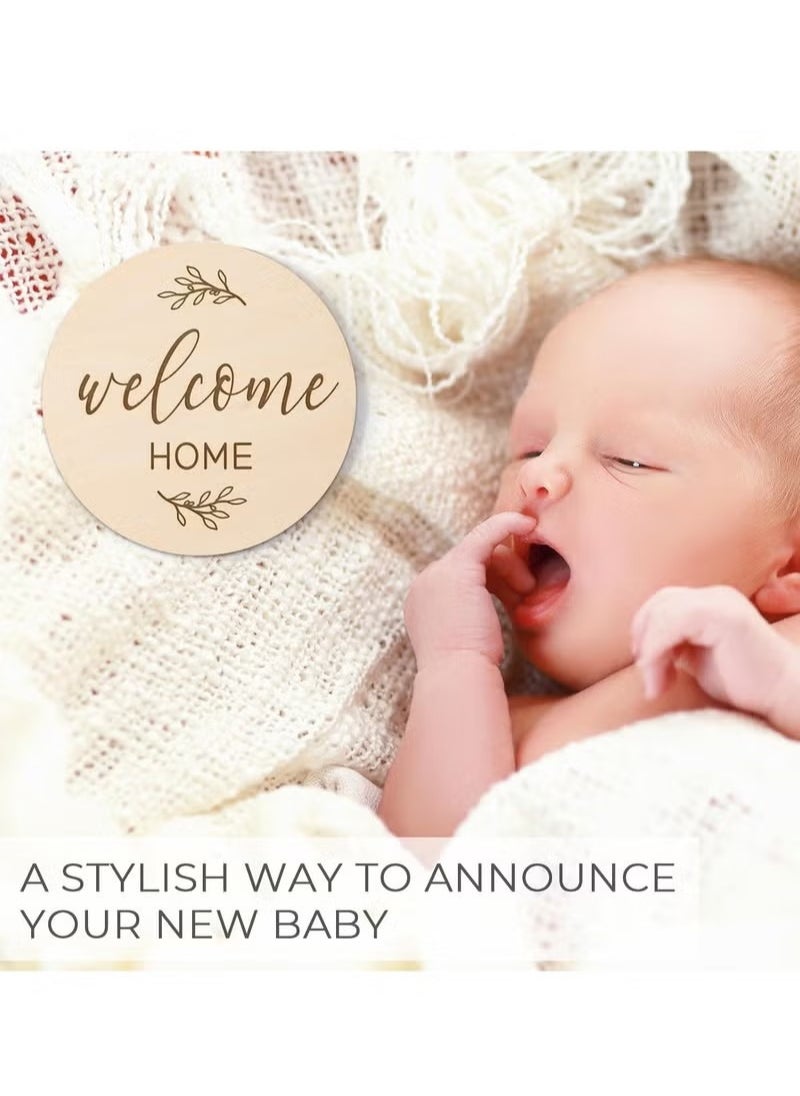 Gonice - Baby Monthly Milestone Cards Sign - 7 Cute Double Sided Wooden Circles Discs Newborn Memento - Image 1