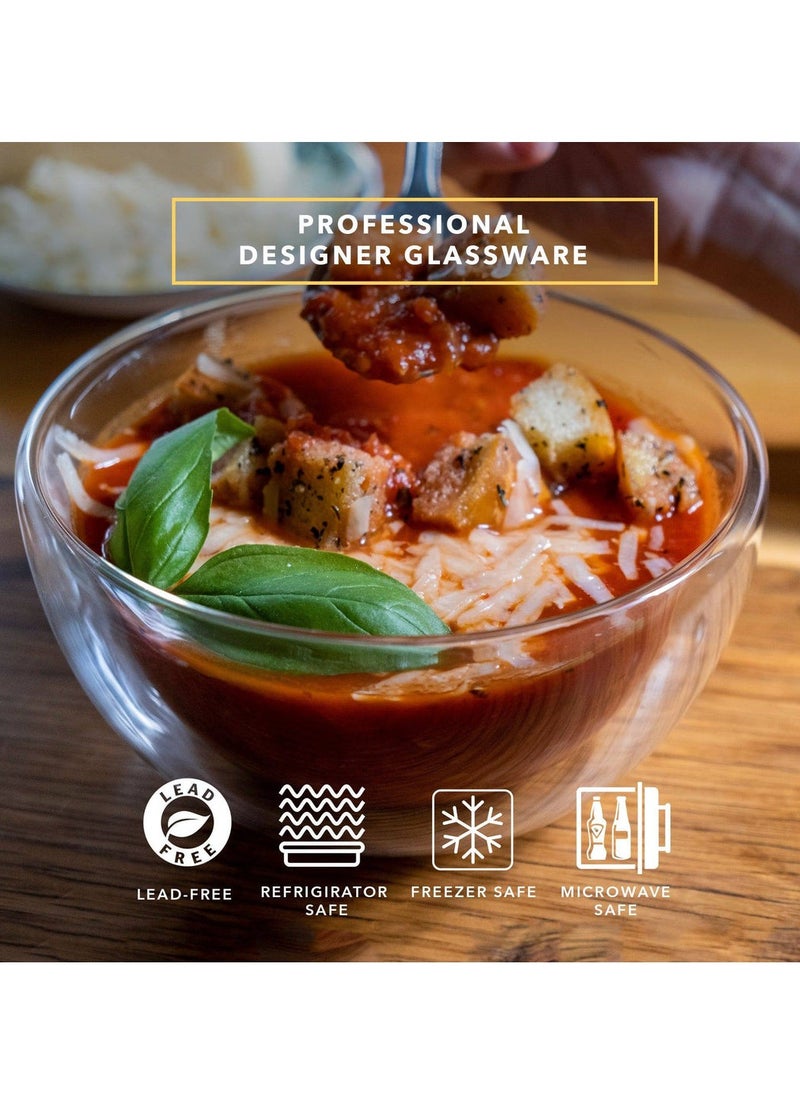 Double Layer Bowl 2 Pack Double Walled Bowl For Cooking Borosilicate Transparent 500ml