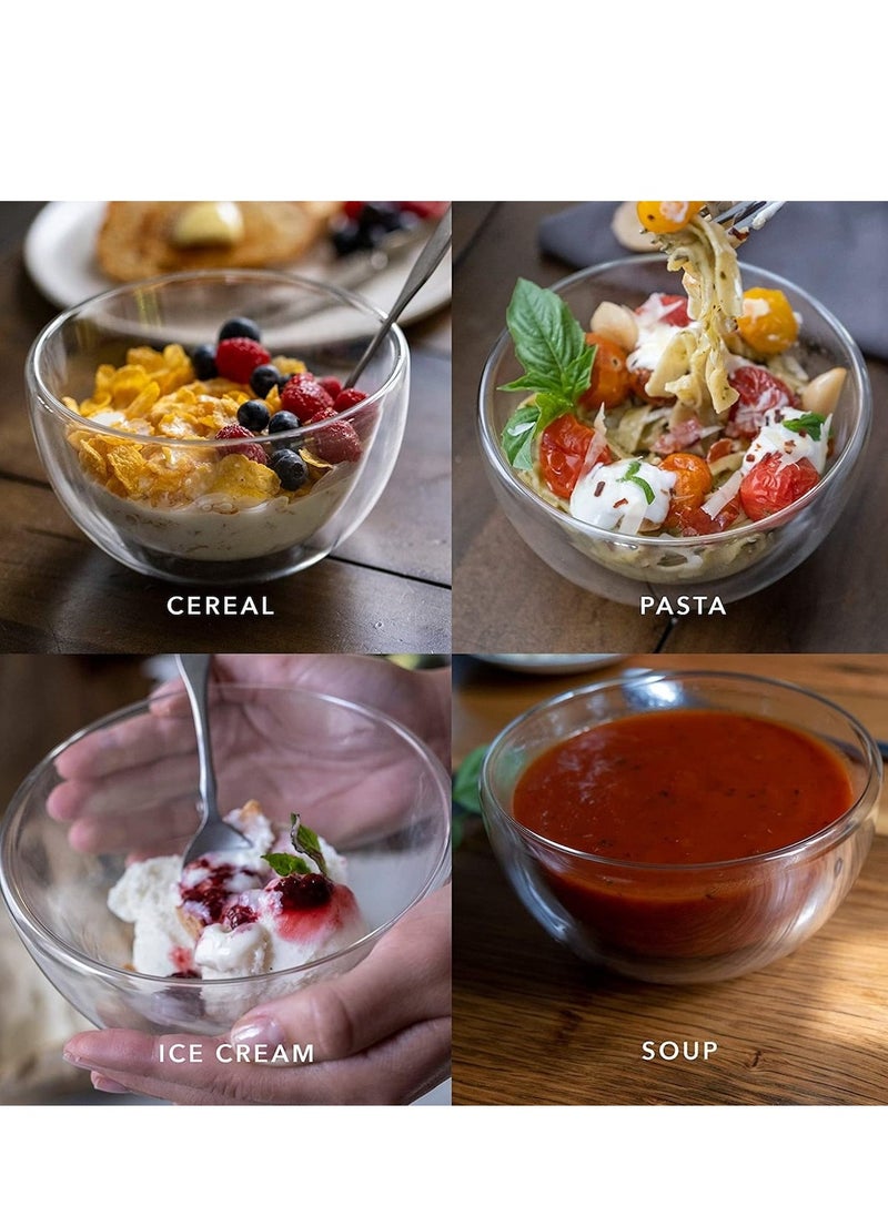 Double Layer Bowl 2 Pack Double Walled Bowl For Cooking Borosilicate Transparent 500ml