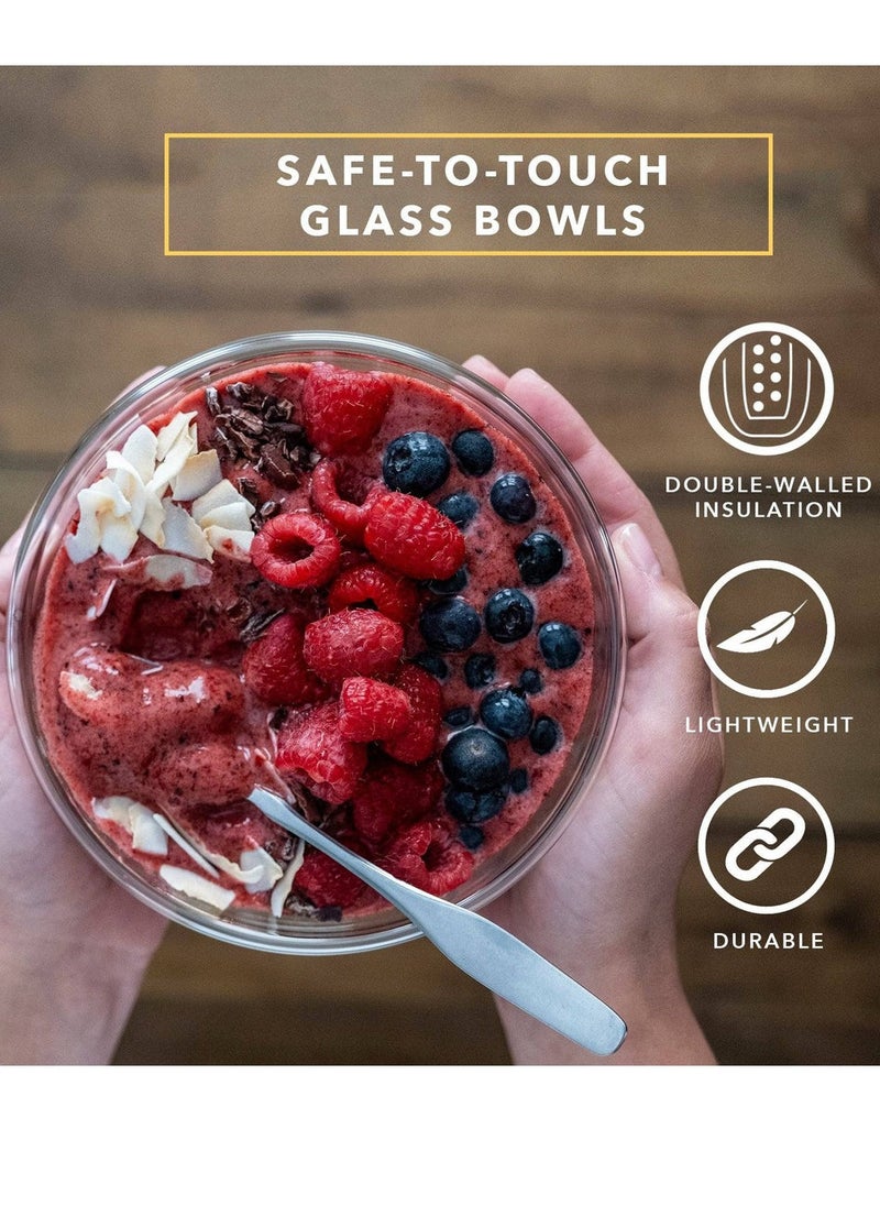 Double Layer Bowl 2 Pack Double Walled Bowl For Cooking Borosilicate Transparent 500ml