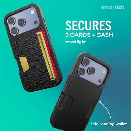 Smartish iPhone17 Pro Wallet Case Wallet Slayer Vol 2 Slim Protective Credit Card Holder wKickstand Drop Tested Hidden Card Slot Cover for Apple iPhone17 Pro Black Tie Affair - Image 3
