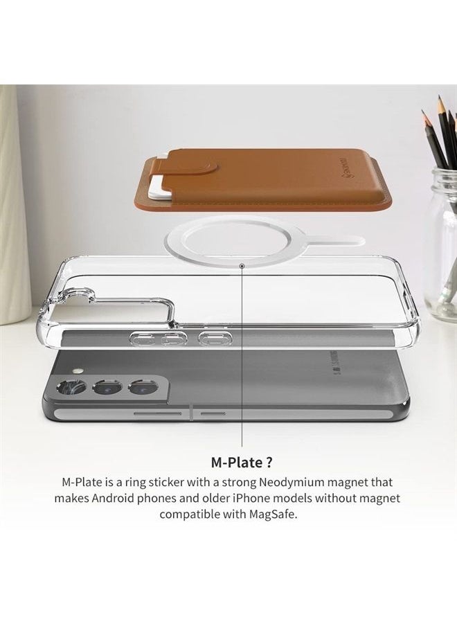 Sinjimoru - Vegan Leather iPhone 14 Wallet for MagSafe Wallet, iPhone 14 Plus Magnetic Accordion Wallet Card Holder for Back of Cell Phone Case for iPhone 12/13/14 Series. M-Pull Tab Wallet Brown - Image 1