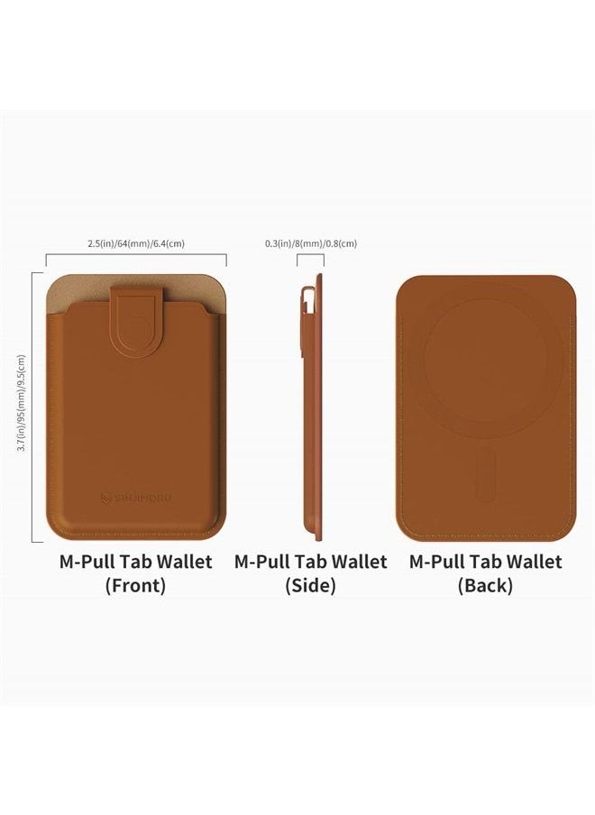 Sinjimoru - Vegan Leather iPhone 14 Wallet for MagSafe Wallet, iPhone 14 Plus Magnetic Accordion Wallet Card Holder for Back of Cell Phone Case for iPhone 12/13/14 Series. M-Pull Tab Wallet Brown - Image 1