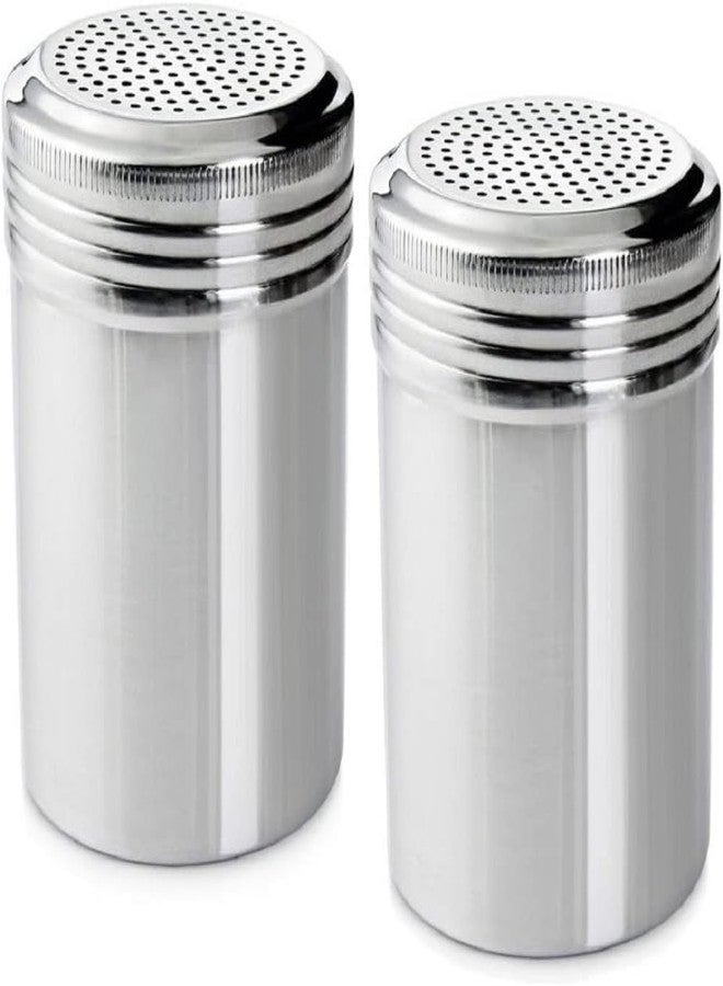 TrueCraftware- 10 oz Stainless Steel Dredge Shakers without Handle Set of 2- Seasonings Spice Shakers Cheese Shakers Chili Flakes Powder Shaker Sugar Spice Cans for Kitchen Cooking Home Restaurant - Image 1