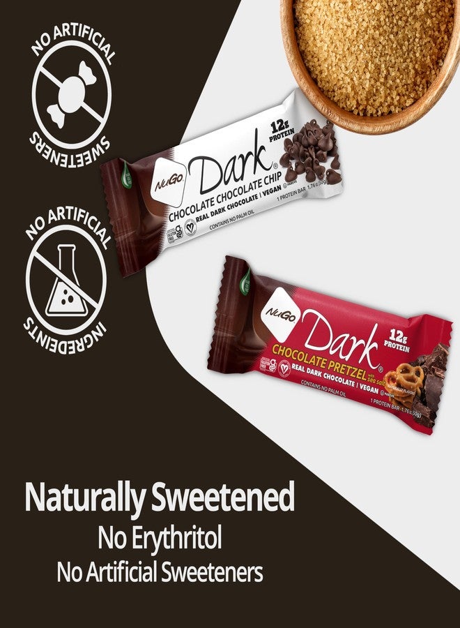 NuGo Dark Variety - Pretzel w/Sea Salt 12 bars & New! Chocolate Almond w/Sea Salt 12 bars, 12g Protein Bar, Vegan, Gluten Free, Non-GMO, Kosher Pareve, 24 count - Image 5