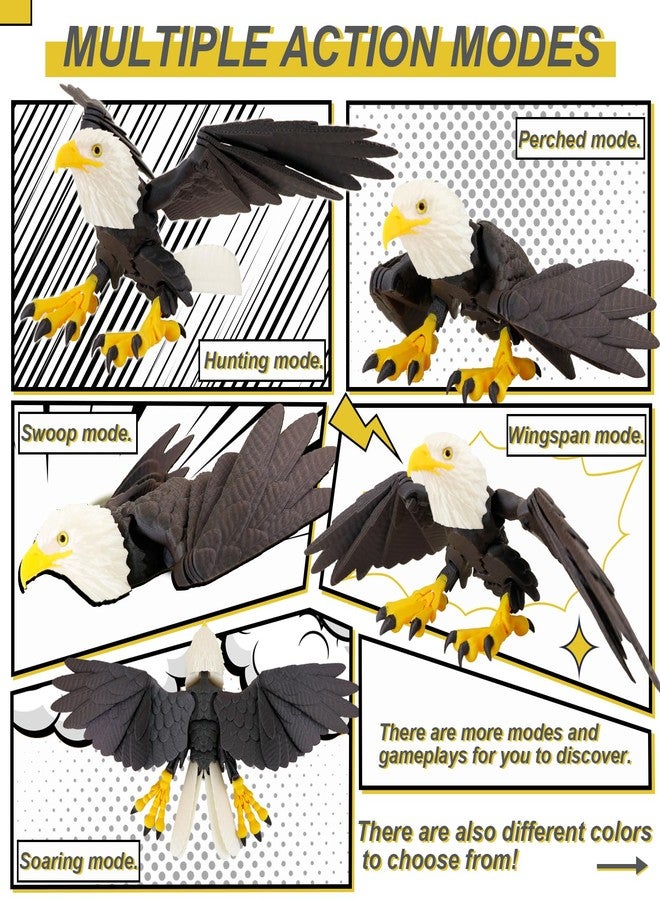 LehuoMaker 3D Printed Eagle Flexible Wings, Flying Eagle Model Toys, 3D Printed Bird Animals,3D Printed Dragon, Fidget Toys for Adults - Image 4