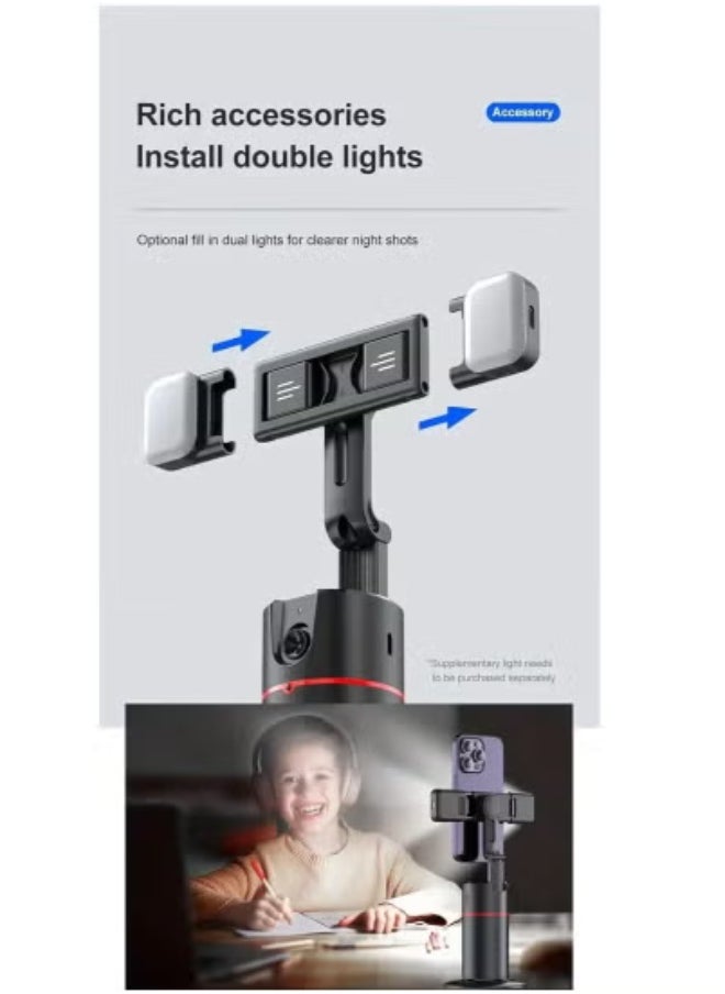 TIGER Auto Face Tracking Phone Holder Tripod Stand P02 | AI-Powered 360° Rotating Selfie Stick with Smart Face & Object Tracking | Hands-Free Cameraman Mount for Vlogging, TikTok, YouTube, Video Calls & Live Streaming | Compatible with iPhone & Android Devices | Portable, Rechargeable & Easy to Use for Content Creators  - Image 3
